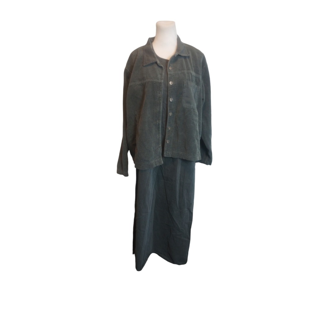 Studio Ease Womens 18W Cotton Jumper & Jacket Wales Corduroy Green Modest Dress
